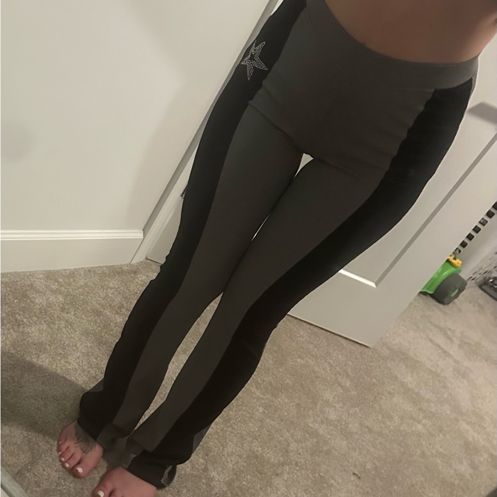 Gray and Black Star Yoga Pants